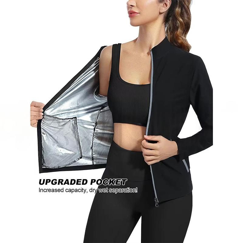 Femme Fitness Sweaty Entraînement Suit With Silver-Coated Stand Collar Cardigan