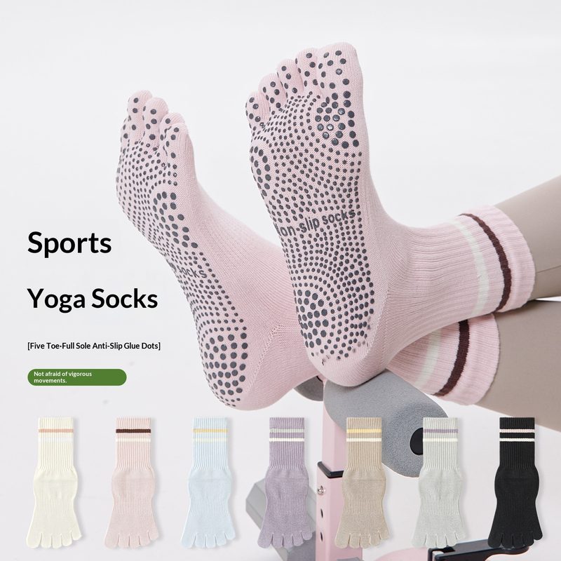 Chaussettes de Fitness Antidérapantes à Cinq Orteils pour Femme - Couverture Intégrale