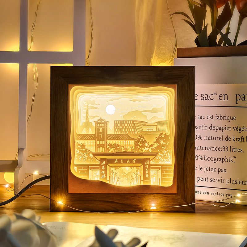 Graduation Season Gift Three-Dimensional Light-And-Shade Paper-Cut Lamp Desktop Ornament