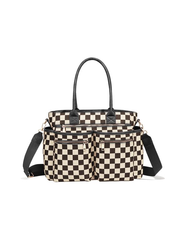 Checkerboard Tote Sac, Large-Capacity Crossbody Sac