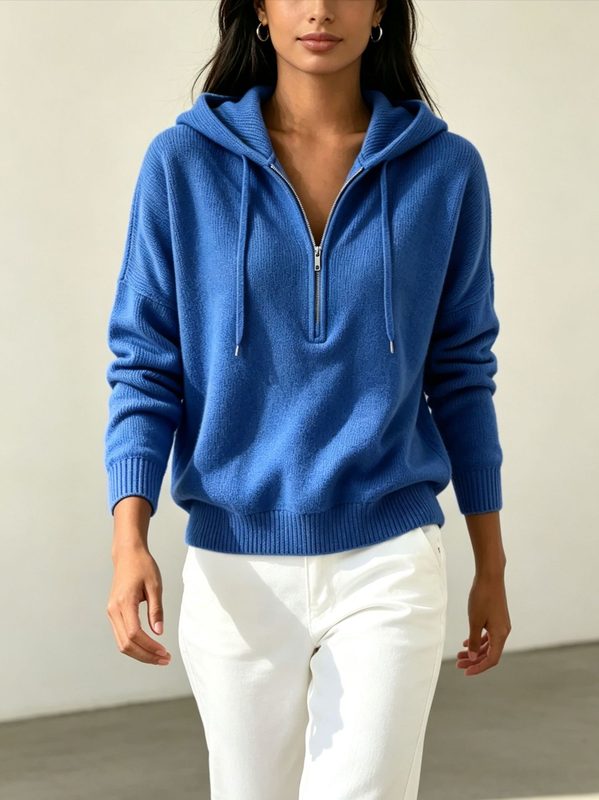 Pull Ample et Uni pour Femme, avec Cordon de Serrage