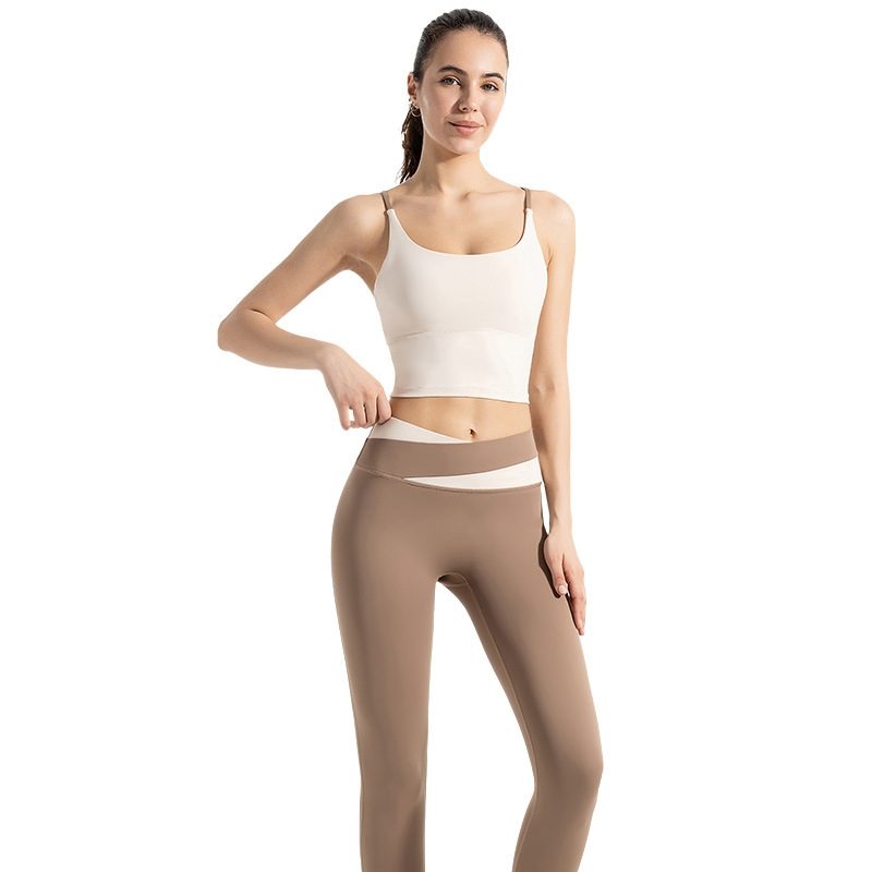 Notting Nude Respirant Sports Bra High-Elastic All-In-One Bra Sports Fitness Yoga Vest Color Matching Pantalon