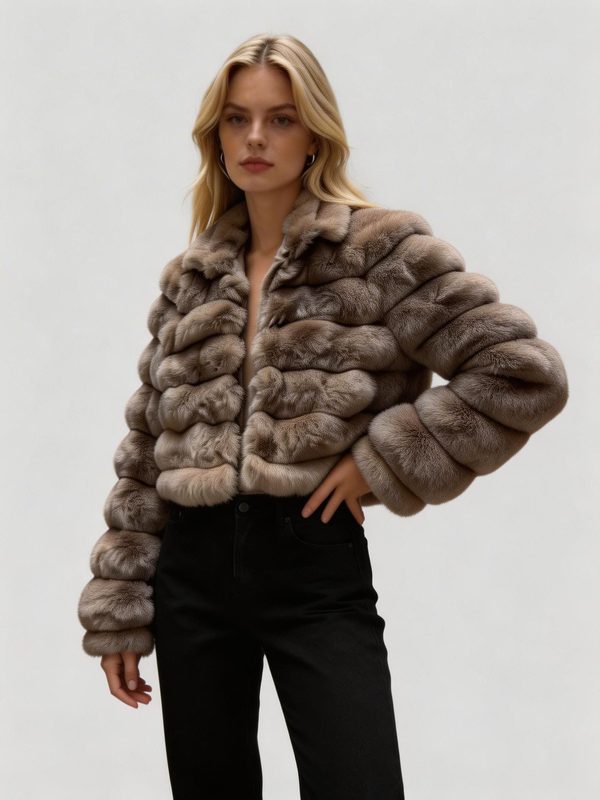 European And American Style Short Eco Friendly Fur Coatfashionable Warm With Leather Lacing
