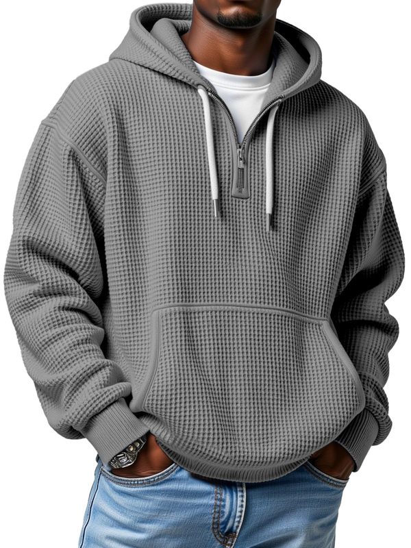 Autumn And Winter Amazon Independent Station Sports Brand Tops Waffle Hooded Sweatshirt