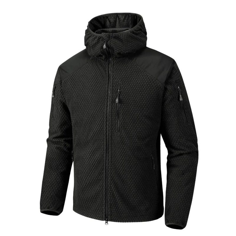 Veste Polaire Tactique à Capuche pour Homme, Blouson Léger en Polaire Quadrillée Camouflage, Zip Intégral Style Militaire Outdoor pour Randonnée, Camping et Chasse