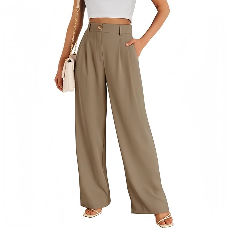 In-Stock Cross-Border Amazon European And American Style Pocket Robe Pantalon Wide-Leg Formal Pantalon High-Waisted Décontracté Work Trousers