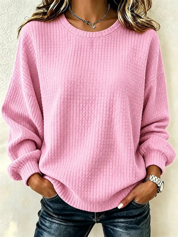 Ample-Fitting Décontracté Manches Longues Crew-Neck Sweatshirt For Fall And Winter