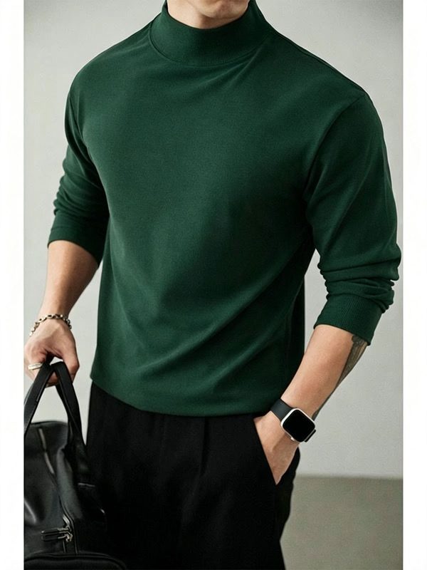 Half-High-Necked Teddy-Fleece Double-Sided Base Sweater Manches Longues Top